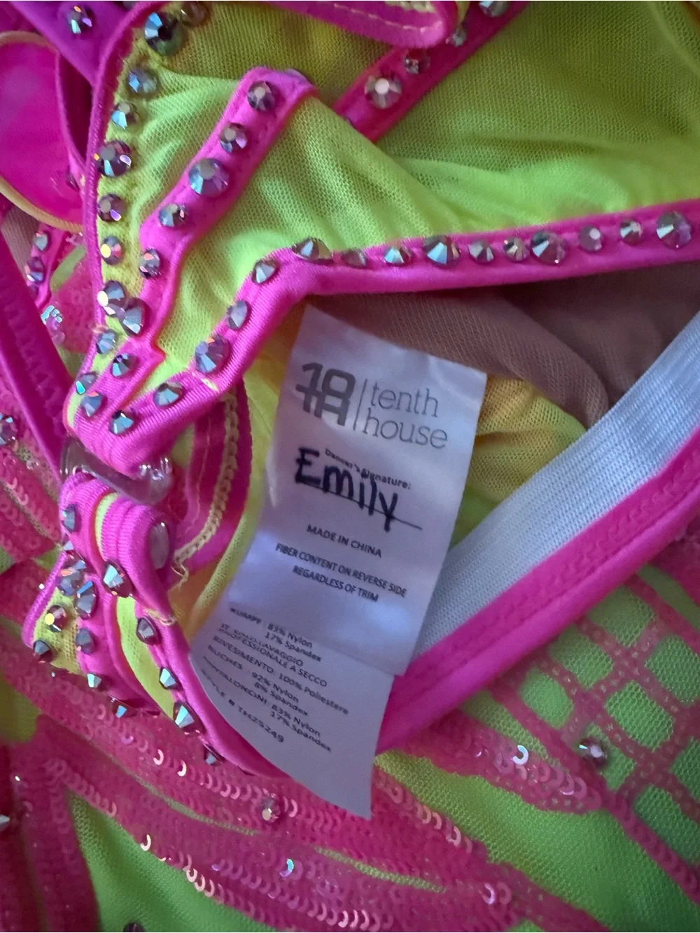 Girls Neon Pink and Lime Dance Costume Set with Ruffle Accents